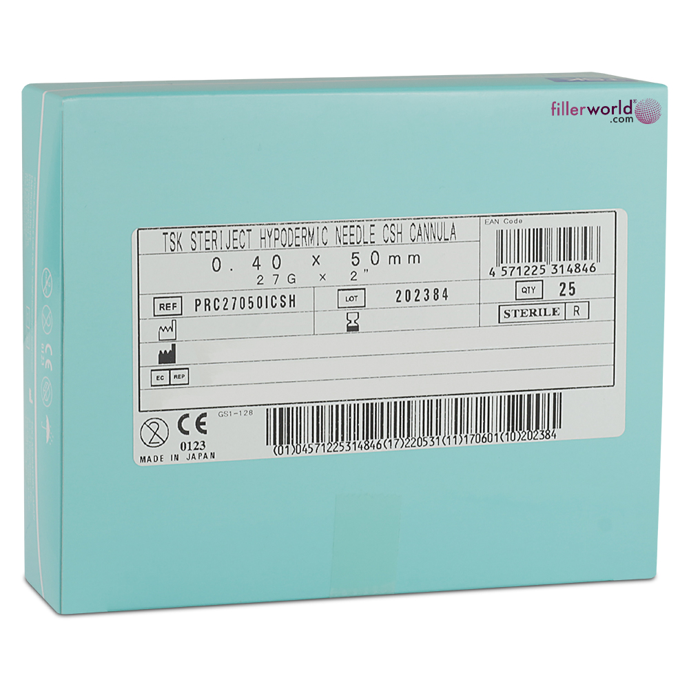 TSK Closed Single Hole Cannula 27G x 50mm (2”) CSH -27050-025- Box of 25