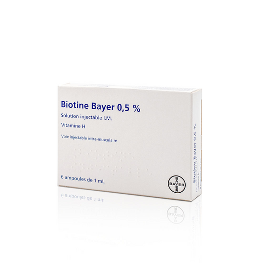 Biotin 0.5%, Vitamin H, IM Injectable Solution - 6 x 1ml ampoules (Biotine) for hair growth
