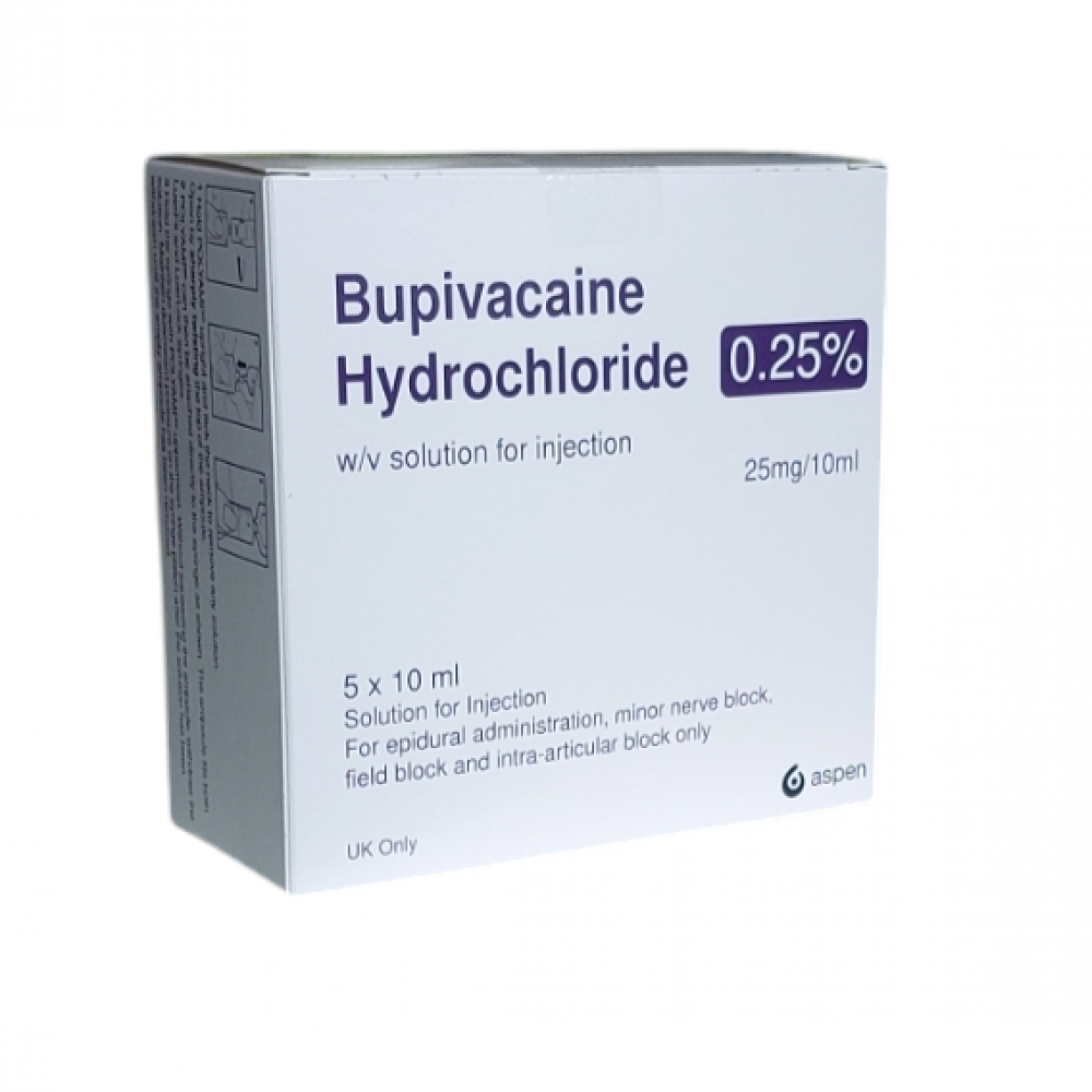 Bupivacaine Hydrochloride 0.25% w/v Solution For Injection 5 x 10ml