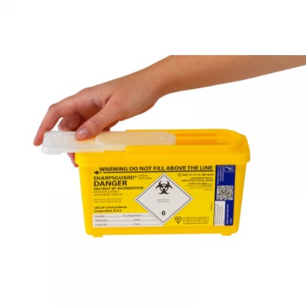 DNDD477YLR Yellow Lid Sharpsguard Sharps bin 1 litre