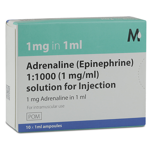 Adrenaline 1:1000 (1mg/ml) 10x1ml Ampoules
