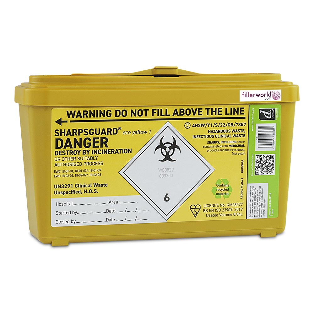 DNDD477YLR Yellow Lid Sharpsguard Sharps bin 1 litre